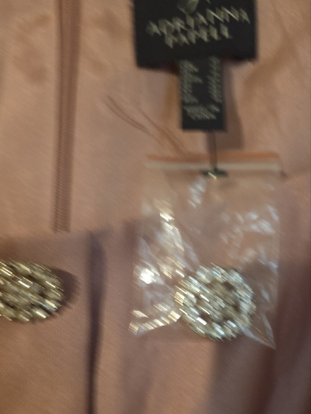 Adrianna Papell Rose-Mauve Satin Midi Dress with Crystal Buttons - Picture 8 of 9